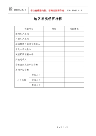 DW-SC008该地区宏观经济指标（范本）