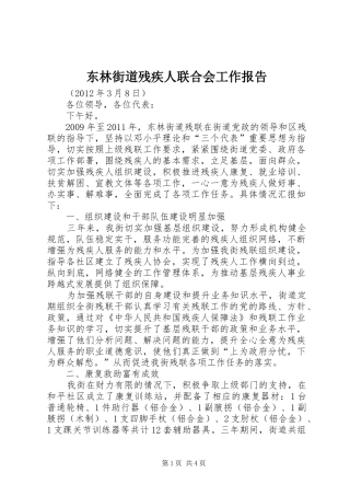 东林街道残疾人联合会工作报告