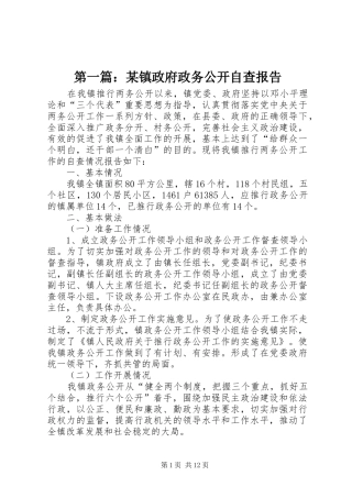 第一篇：某镇政府政务公开自查报告