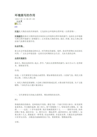 环境描写的作用