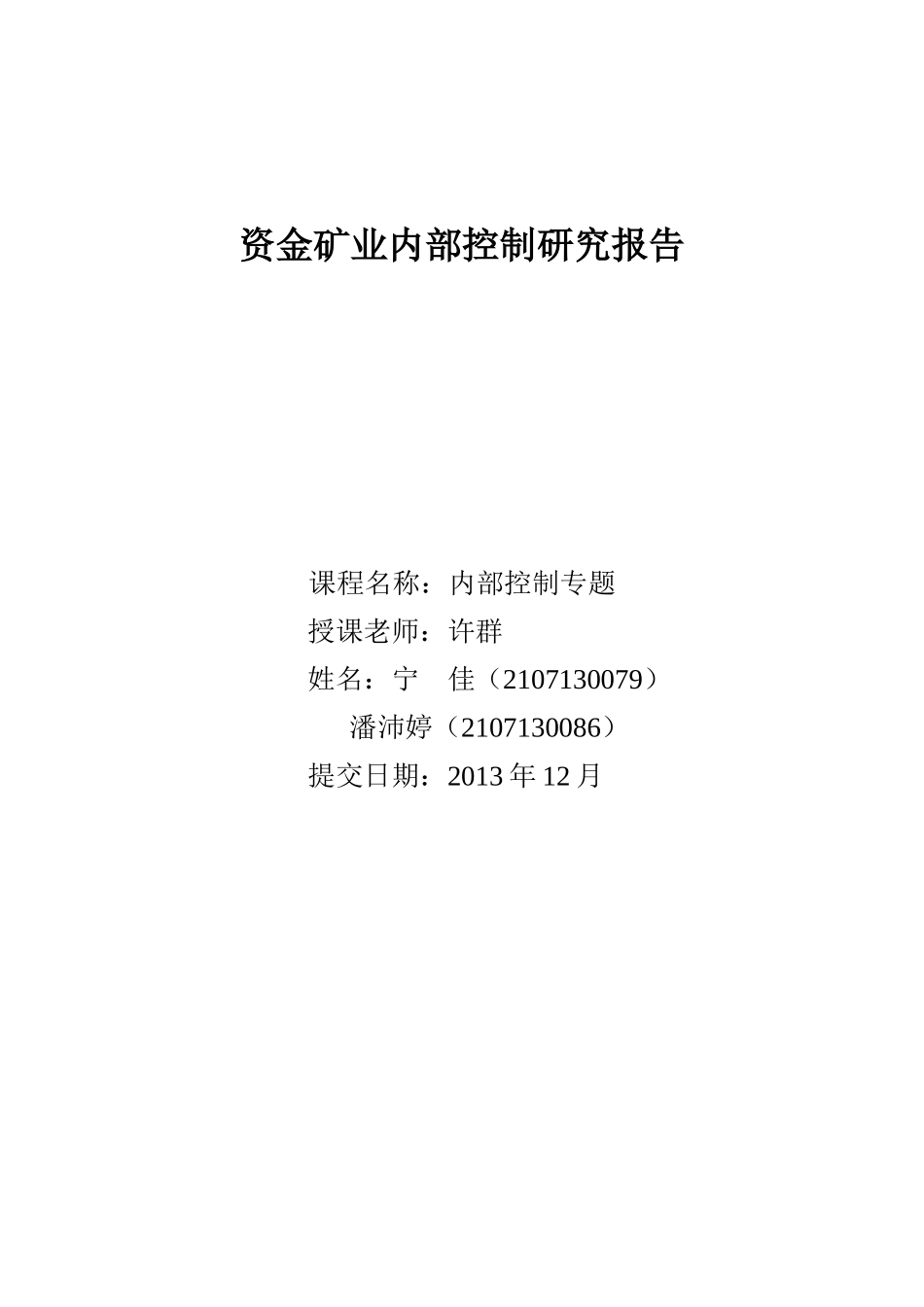 资金矿业内部控制与分析_第1页