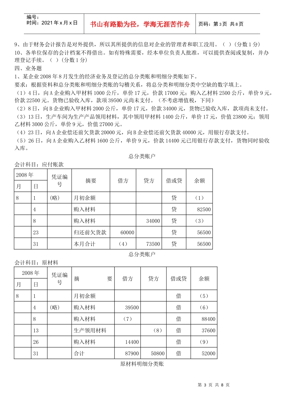 会计从业证考试模拟试卷_第3页