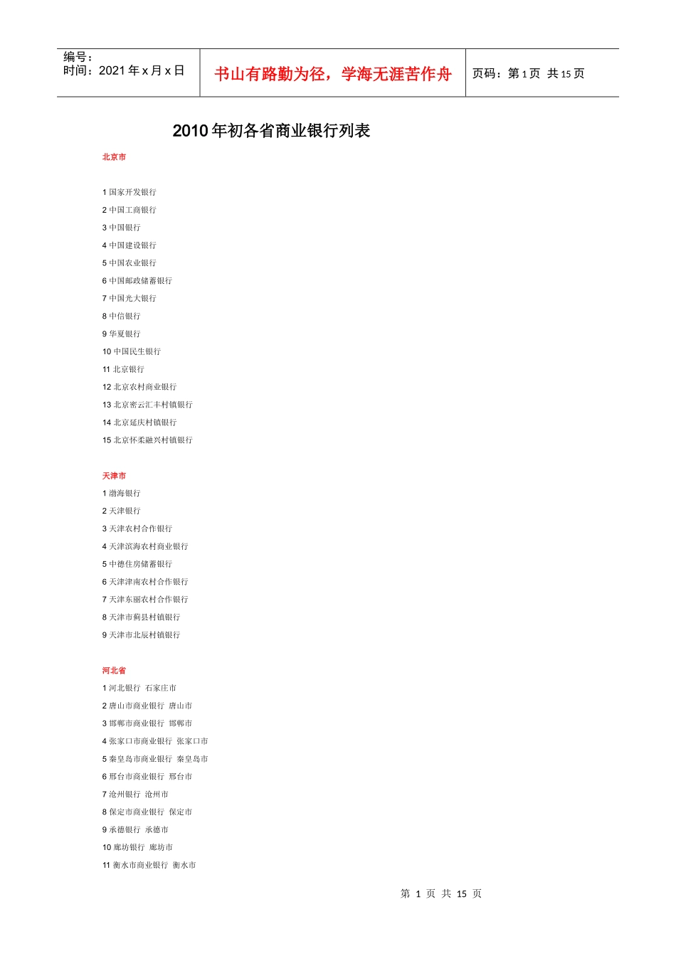 中国各大银行_第1页