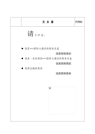 某某国际大酒店财务总监工作手册