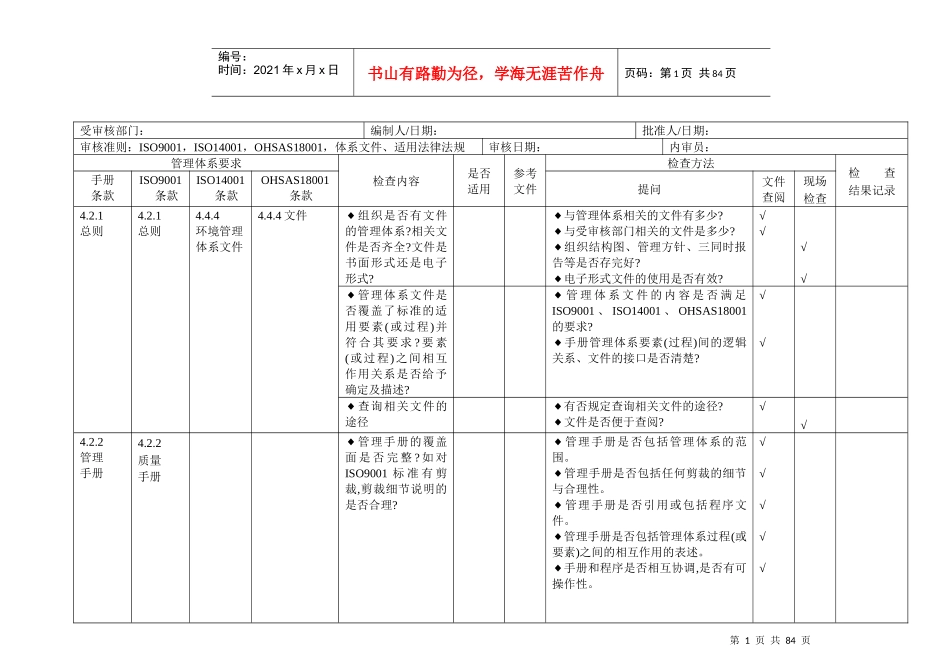 三体系内审检查表(1)_第1页