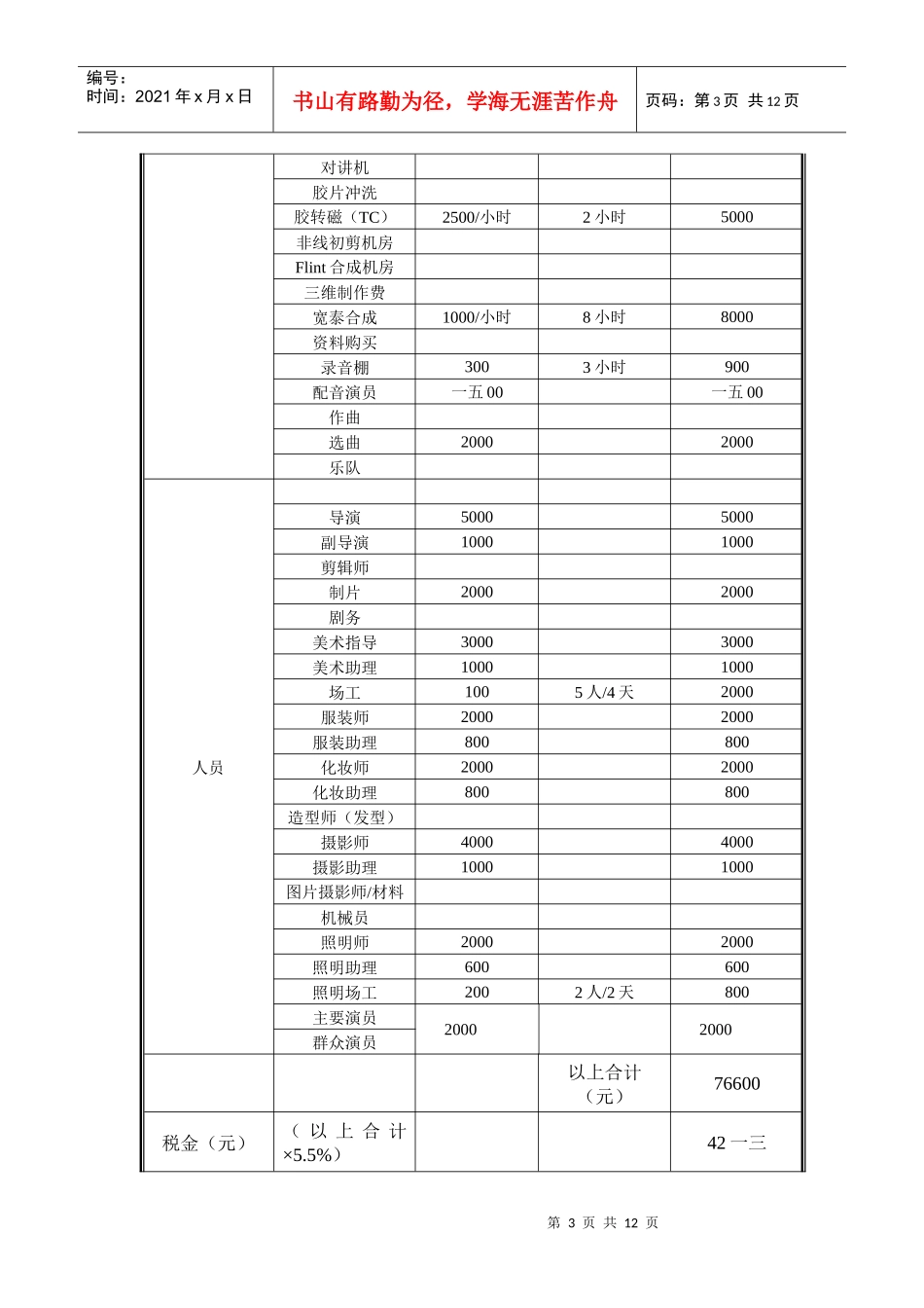 广告制作预算表汇编_第3页