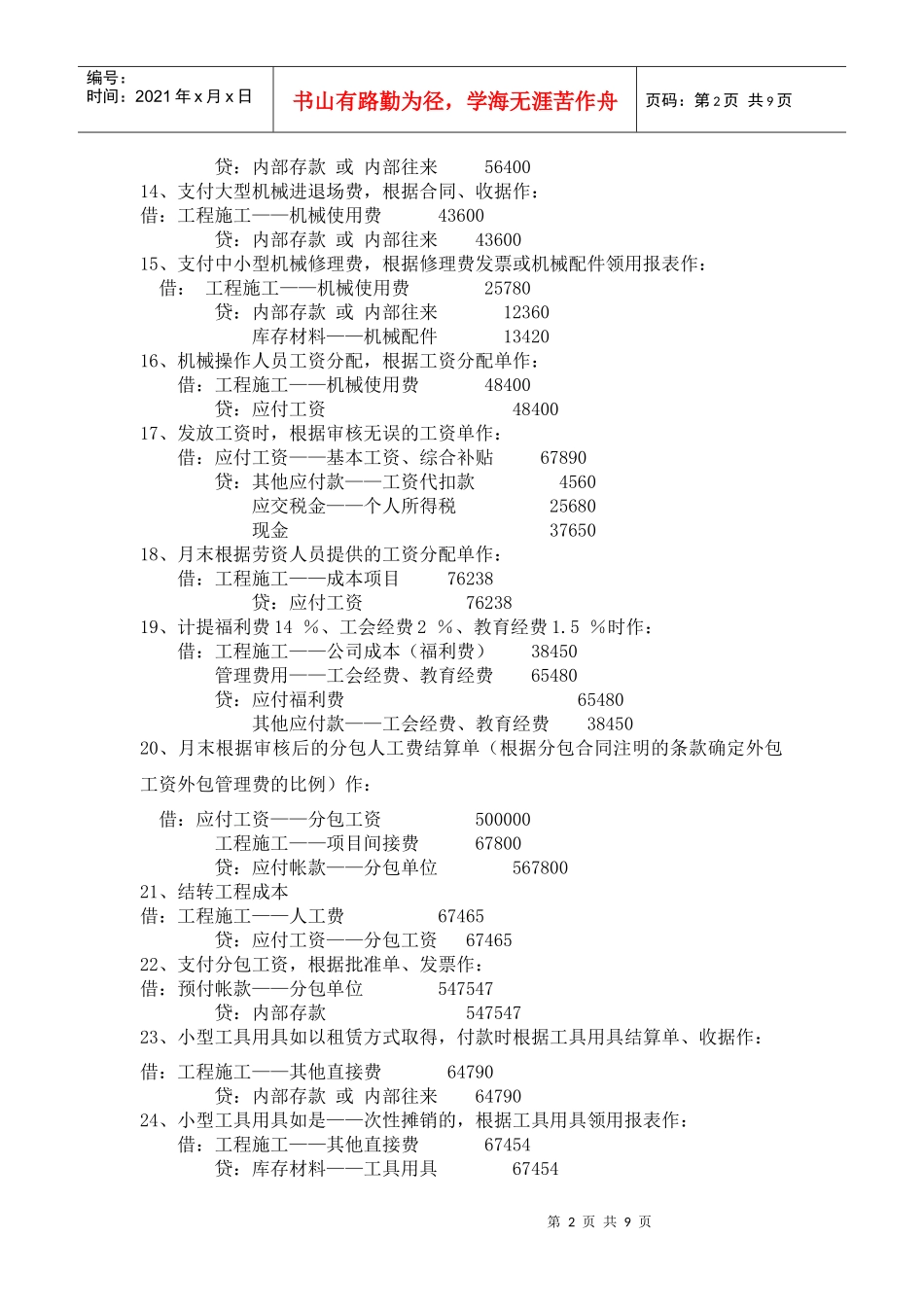 建筑业的主要会计分录_第2页