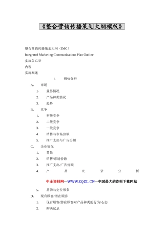 整合营销传播策划大纲模版