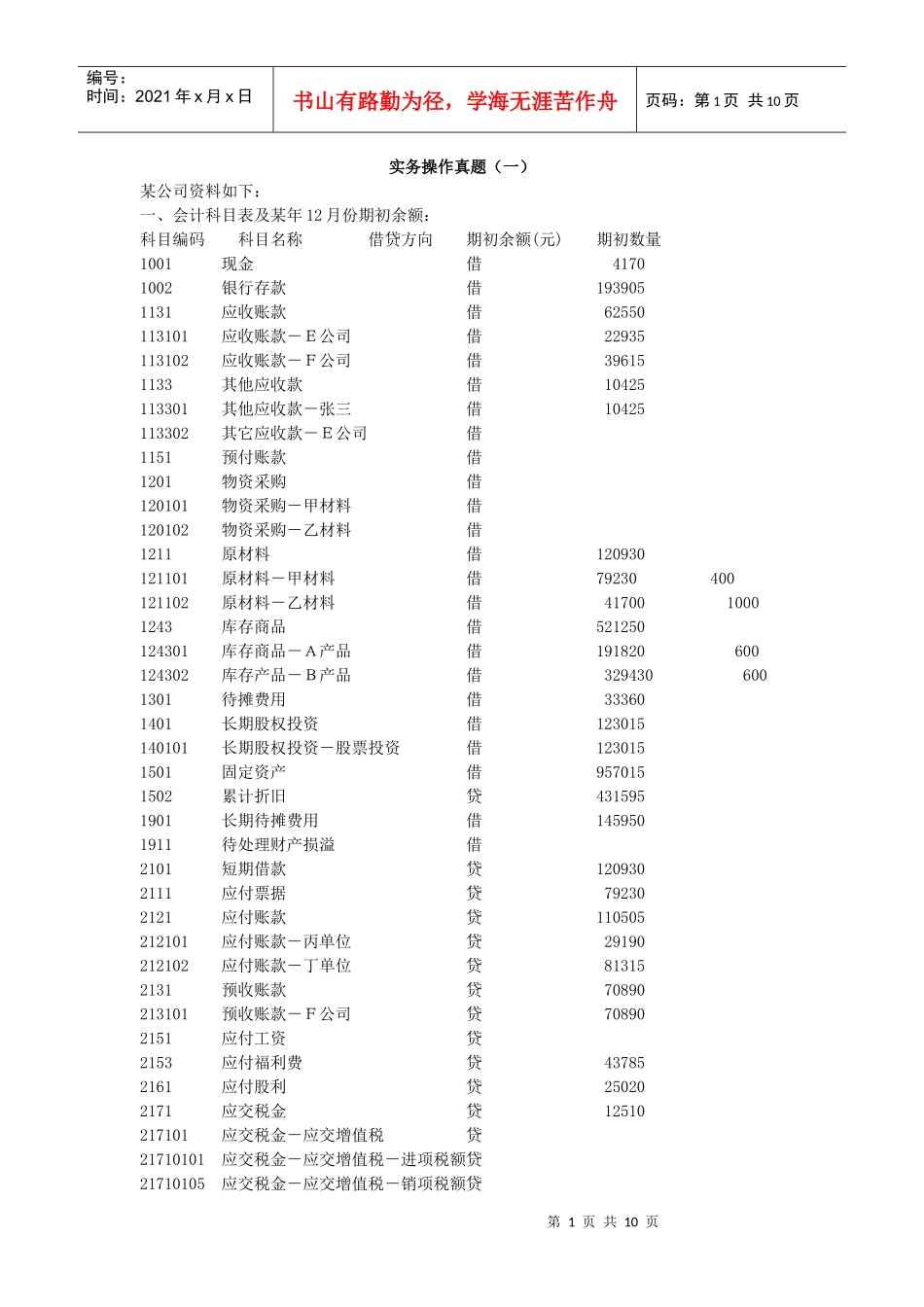 山东会计从业资格电算化实务操作真题_第1页