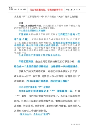 史上最“严”汇算清缴倒计时！税局将重点“关心”你的这些数据(DOC9页)