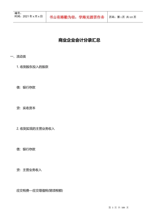 商业企业会计分录汇总