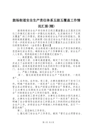 鼓场街道安全生产责任体系五级五覆盖工作情况汇报(精)