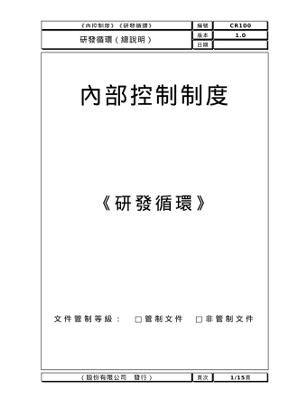 内部控制制度——研发循环