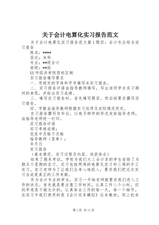 关于会计电算化实习报告范文