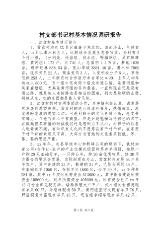 村支部书记村基本情况调研报告