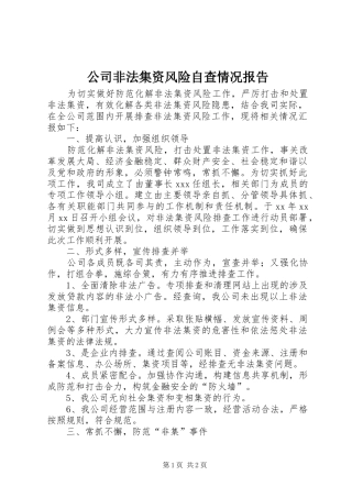 公司非法集资风险自查情况报告