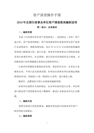 资产清查操作手册培训资料