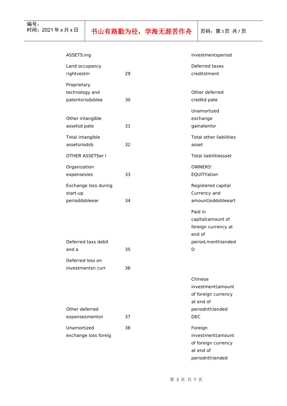 中英文对照会计报表 资产负债表_第3页