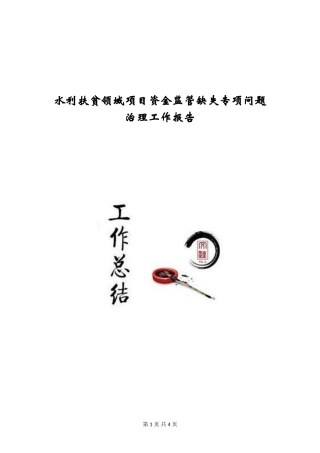 水利扶贫领域项目资金监管缺失专项问题治理工作报告