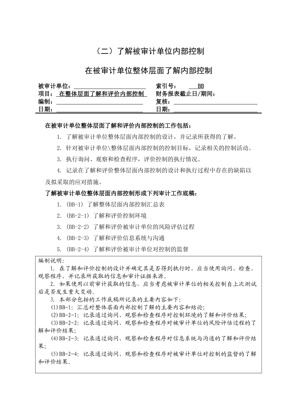 在被审计单位整体层面了解内部控制_第1页