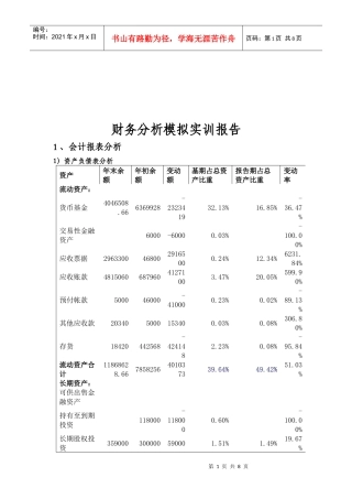 财务分析模拟实训