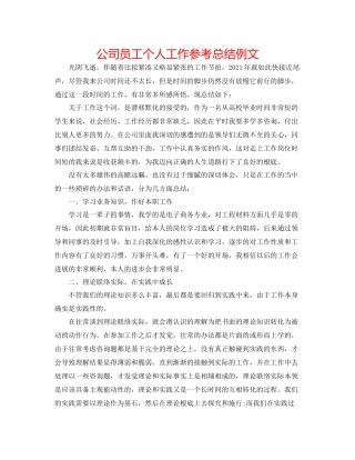 公司员工个人工作参考总结例文