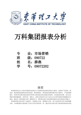 某地产某某年财务报告分析