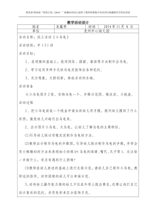 教学活动设计泥工：小乌龟