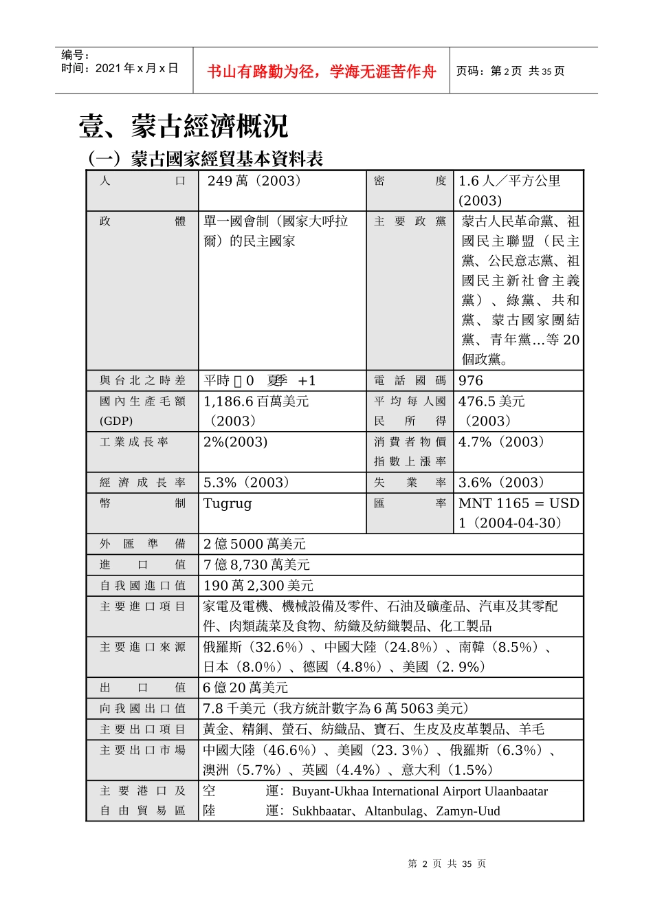 各国投资环境分析(蒙古)_第3页