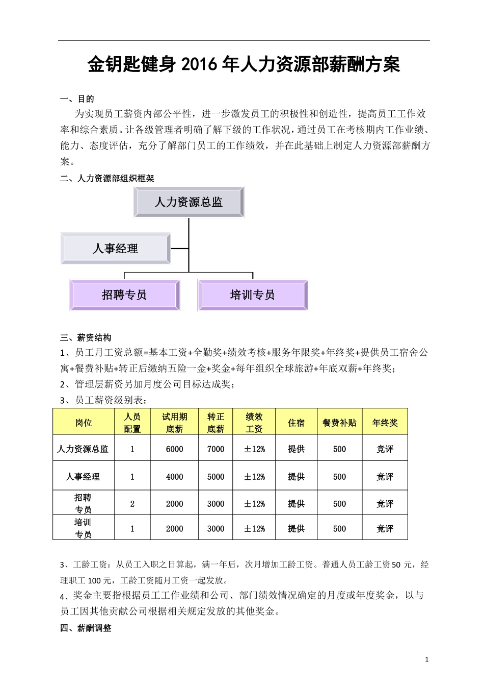 人力资源部薪酬方案_第1页