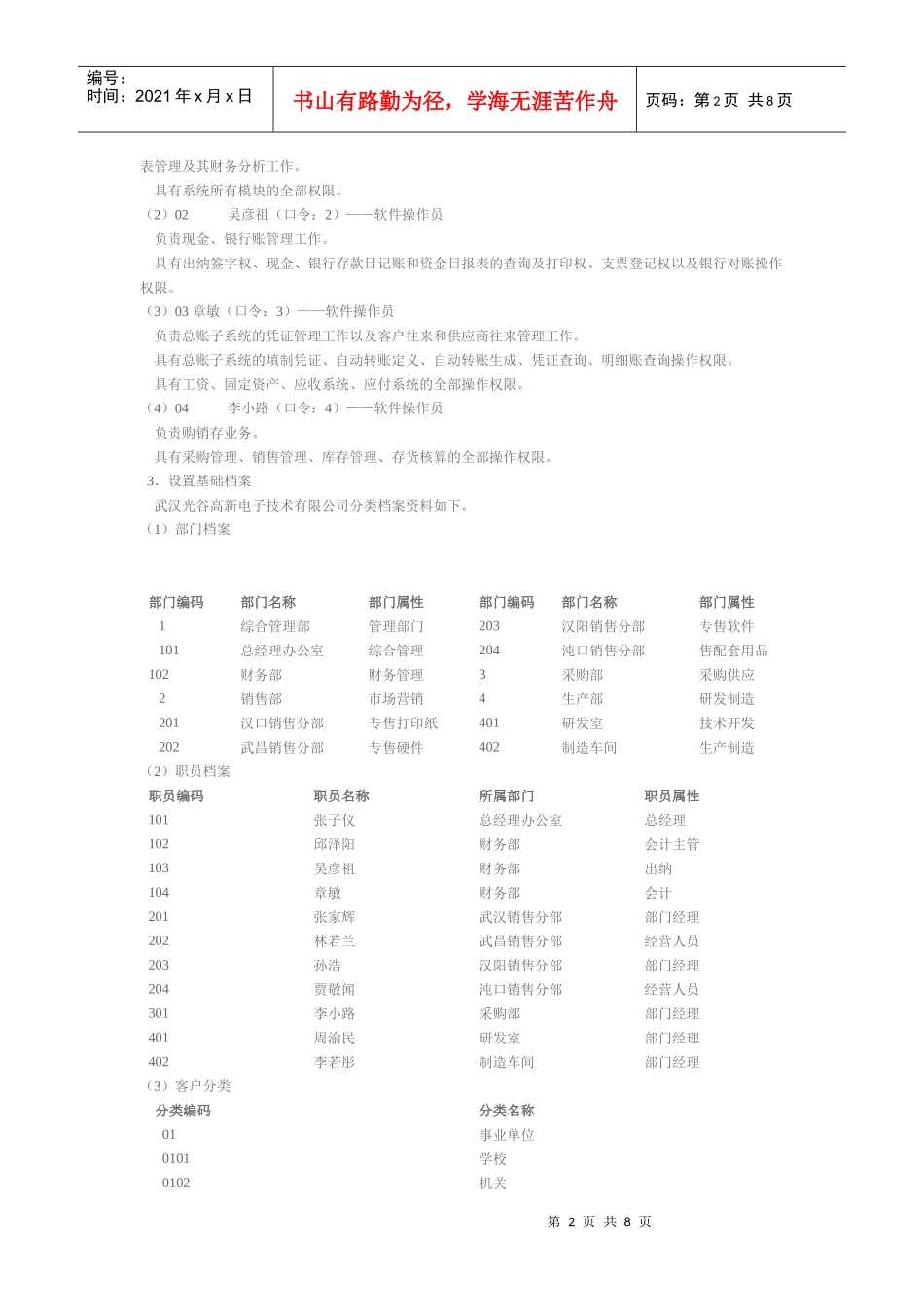 实验一 会计信息系统基础设置及管理_第2页