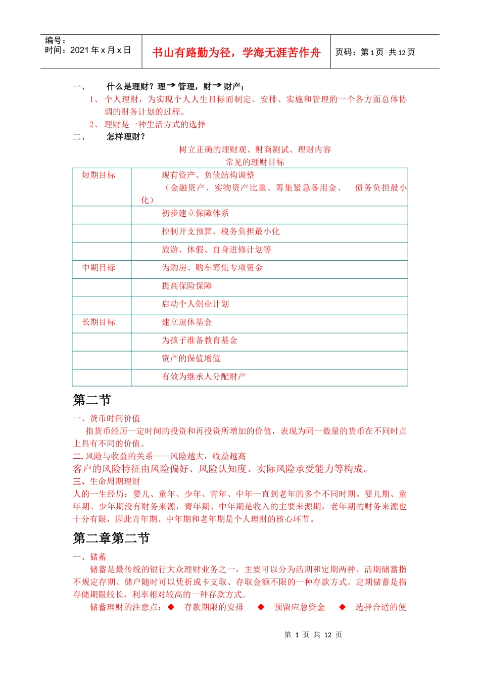 个人理财管理及财务管理知识分析资料_第1页