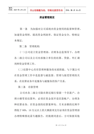 某有限公司资金管理规定