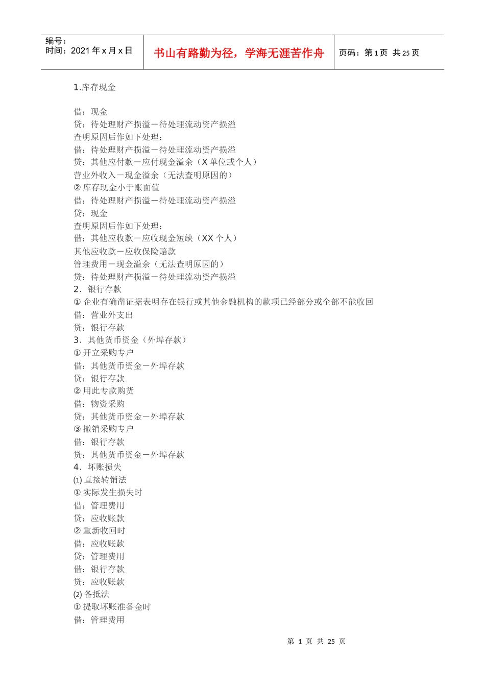 XXXX会计分录大全(口诀分类解释)[1]_第1页