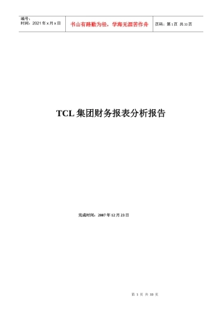 TCL集团财务报表分析报告