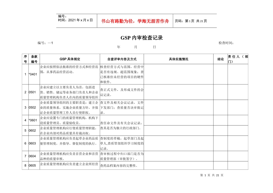 gsp内审检查记录_第1页