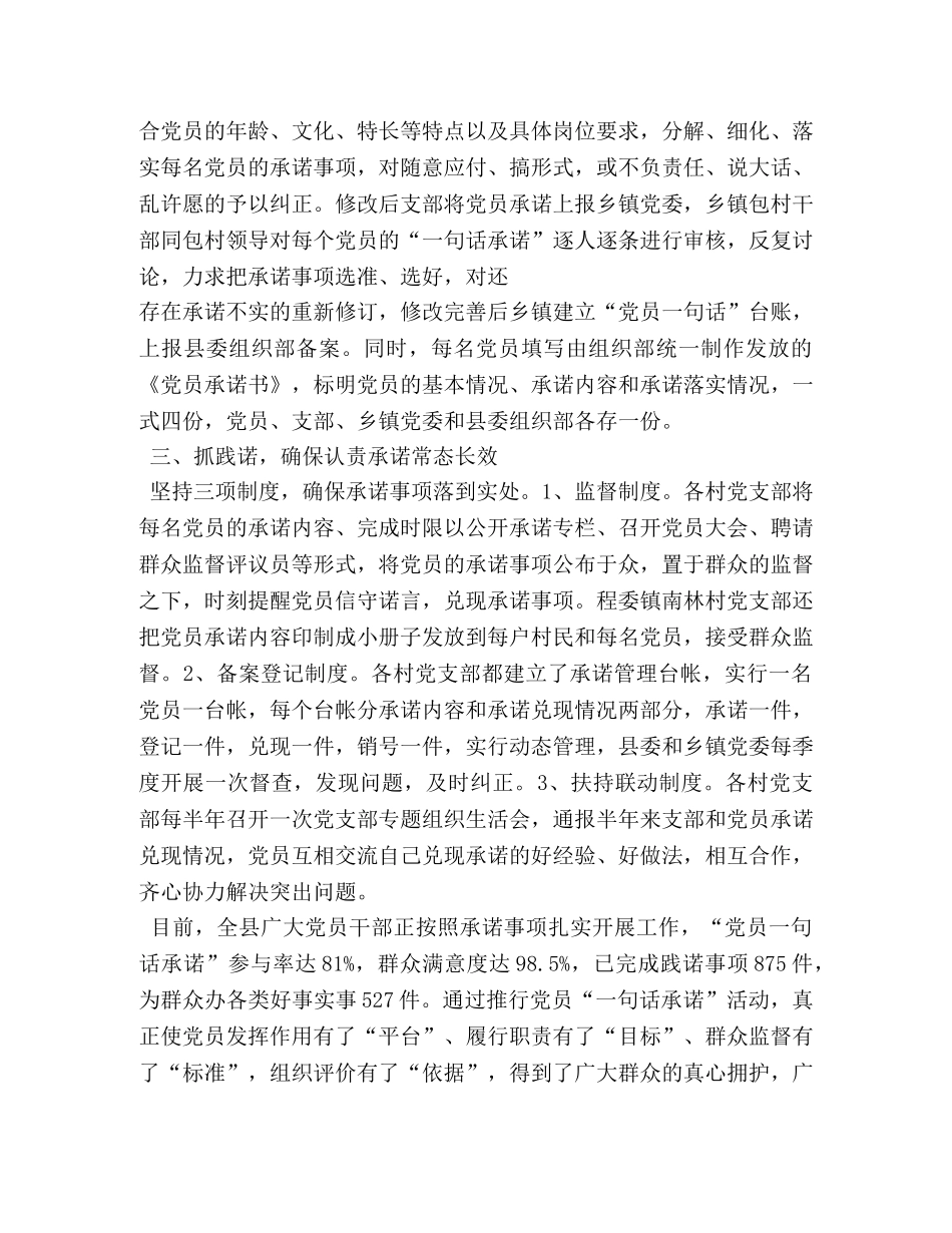 党委开展“党员,一句话承诺”活动总结 _第2页