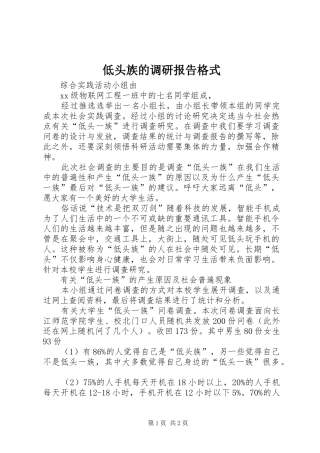 低头族的调研报告格式