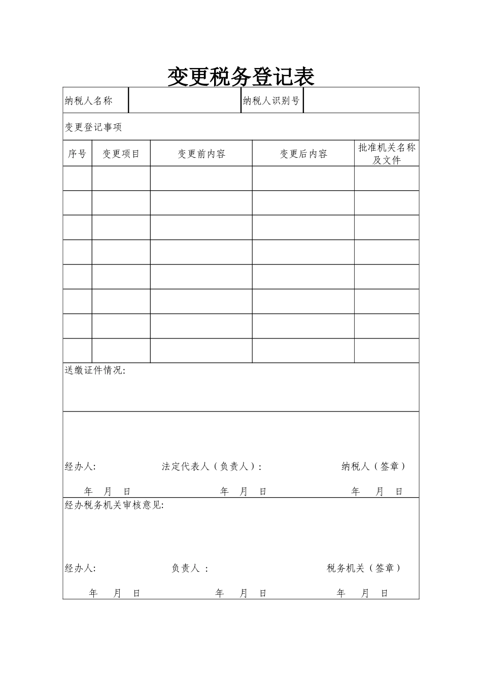 变更税务登记表模板_第1页