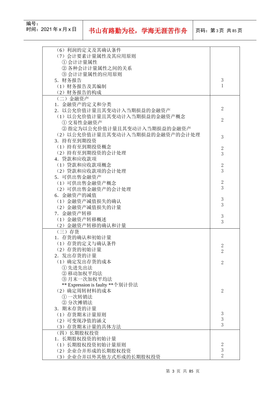 XXXX年全国会计师专业阶段考试大纲_第3页