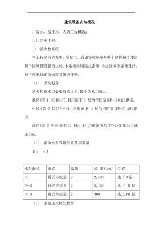 建筑设备安装概况