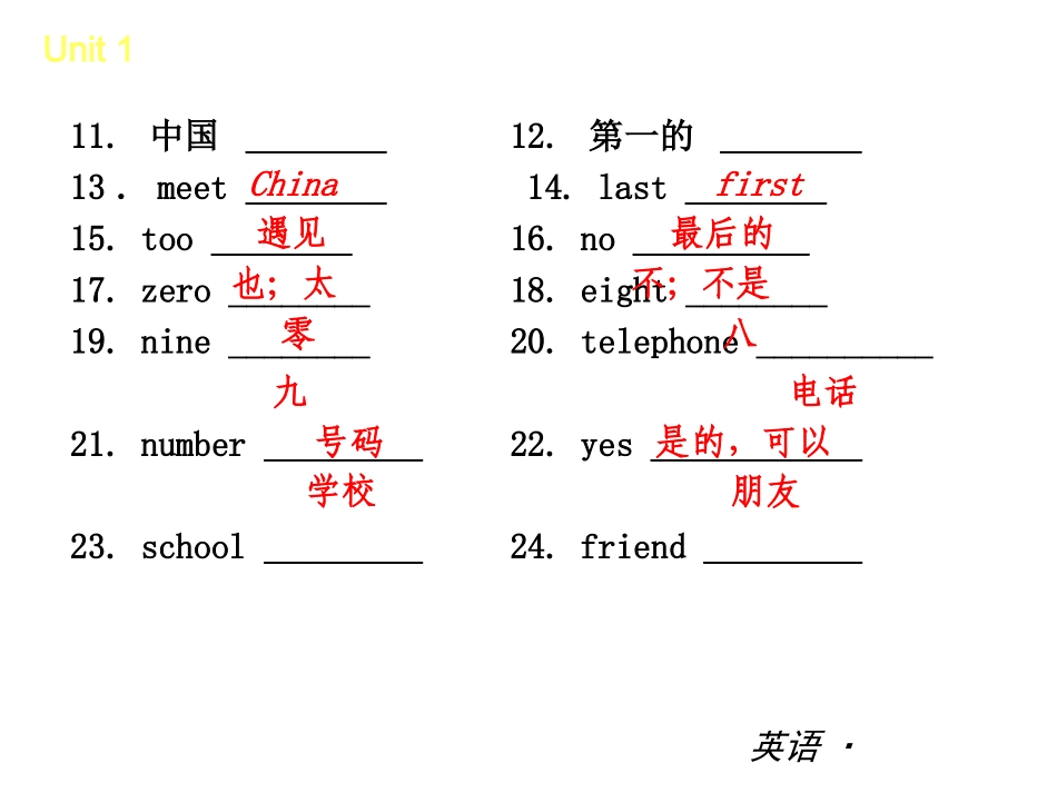 【复习全案人教通用】2013-2014学年七年级英语上册：Unit1_第3页