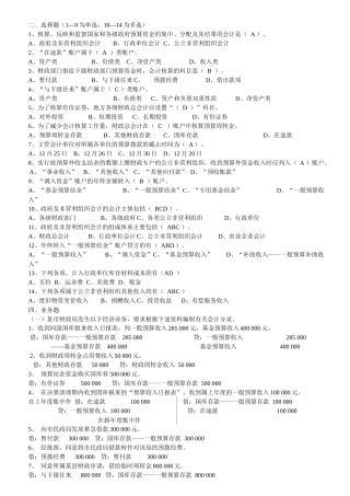 某地区政府组织管理知识分析及财务会计