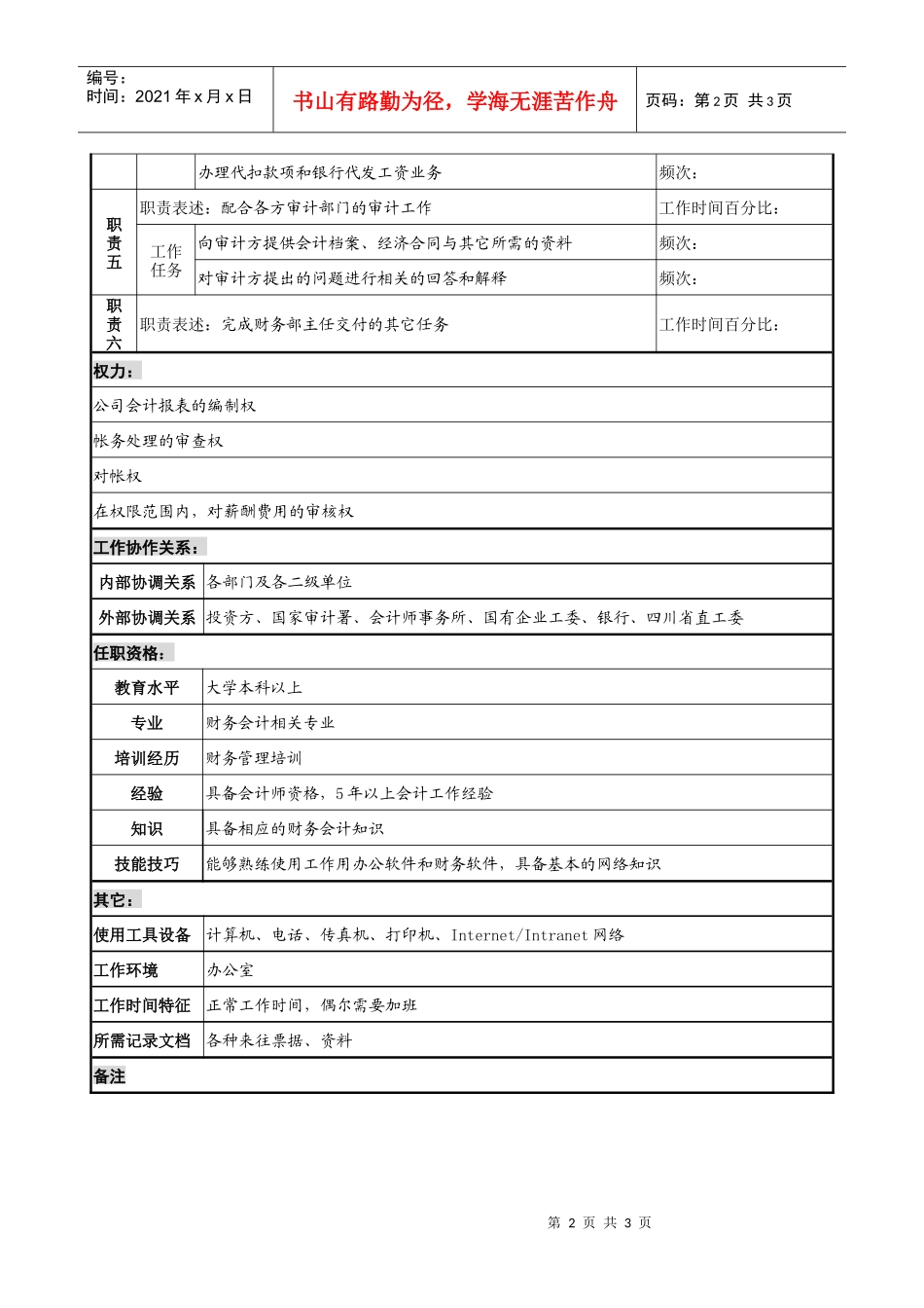 某发电企业总帐会计职务说明书_第2页