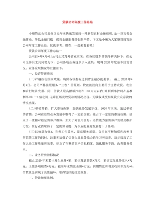 贷款公司年度工作总结 
