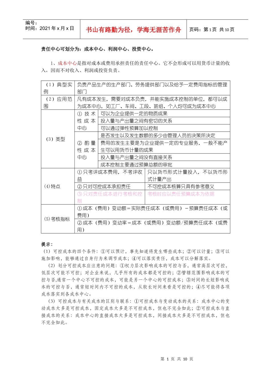 成本中心-利润中心-投资中心_第1页