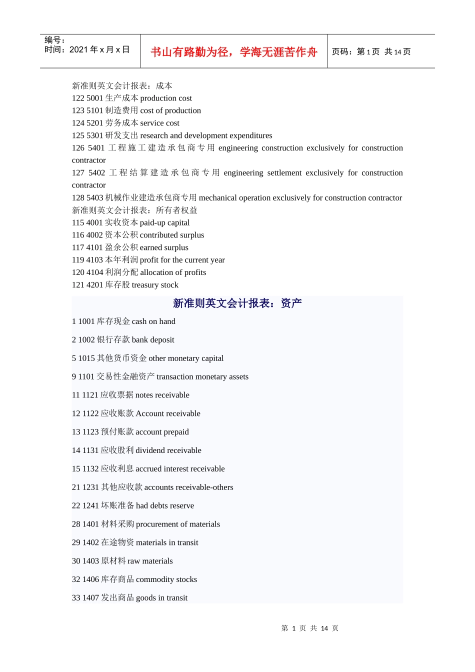 新准则英文会计报表_第1页
