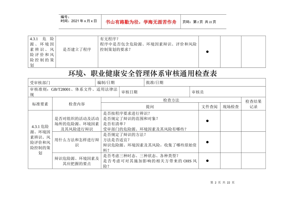 环境、安全内审检查表_第2页