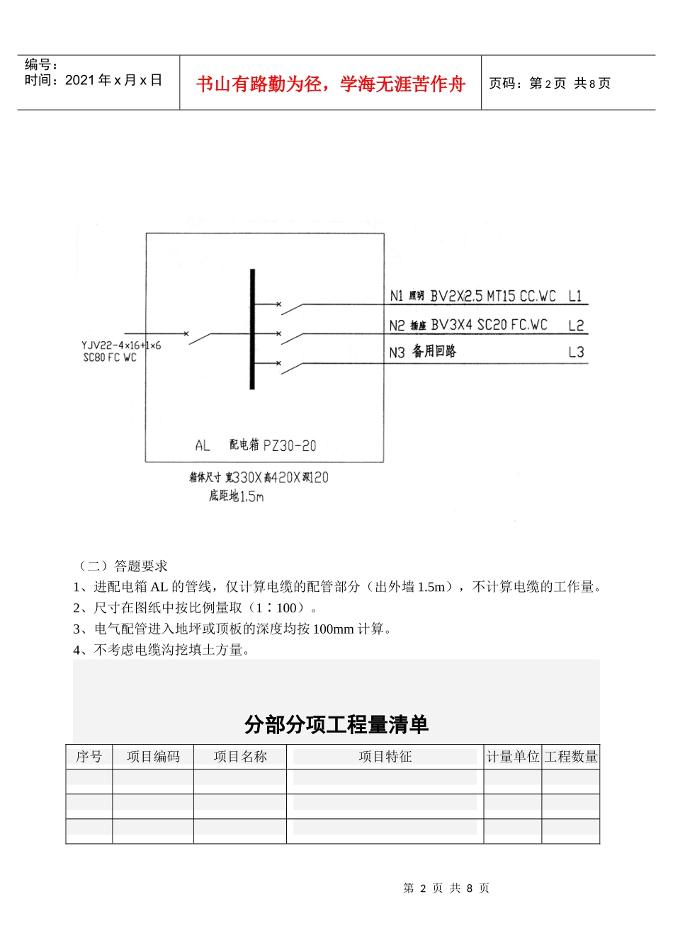 安装预算实操案例分析试卷_第2页