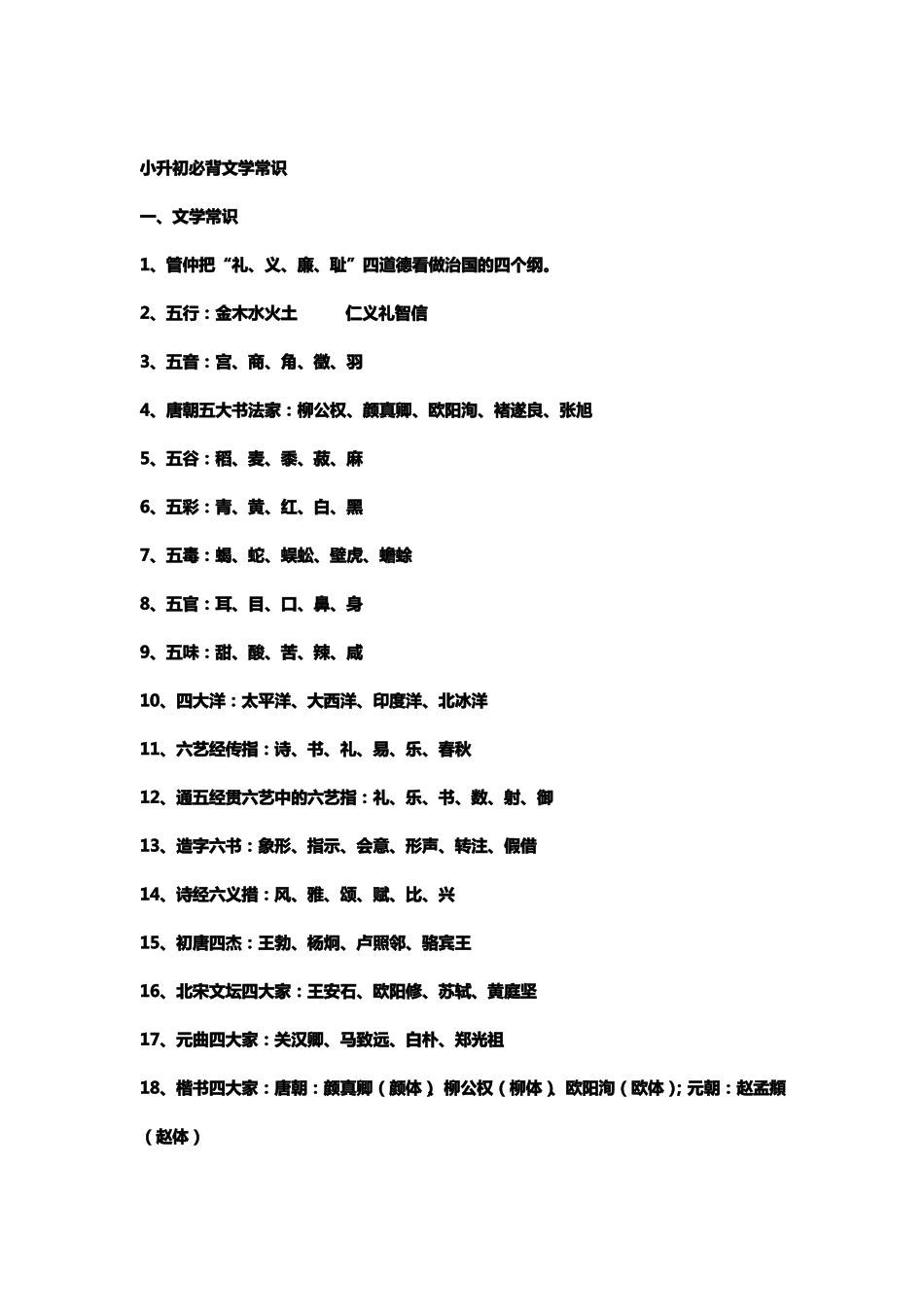 小升初必背文学常识及试题常常利用_第1页